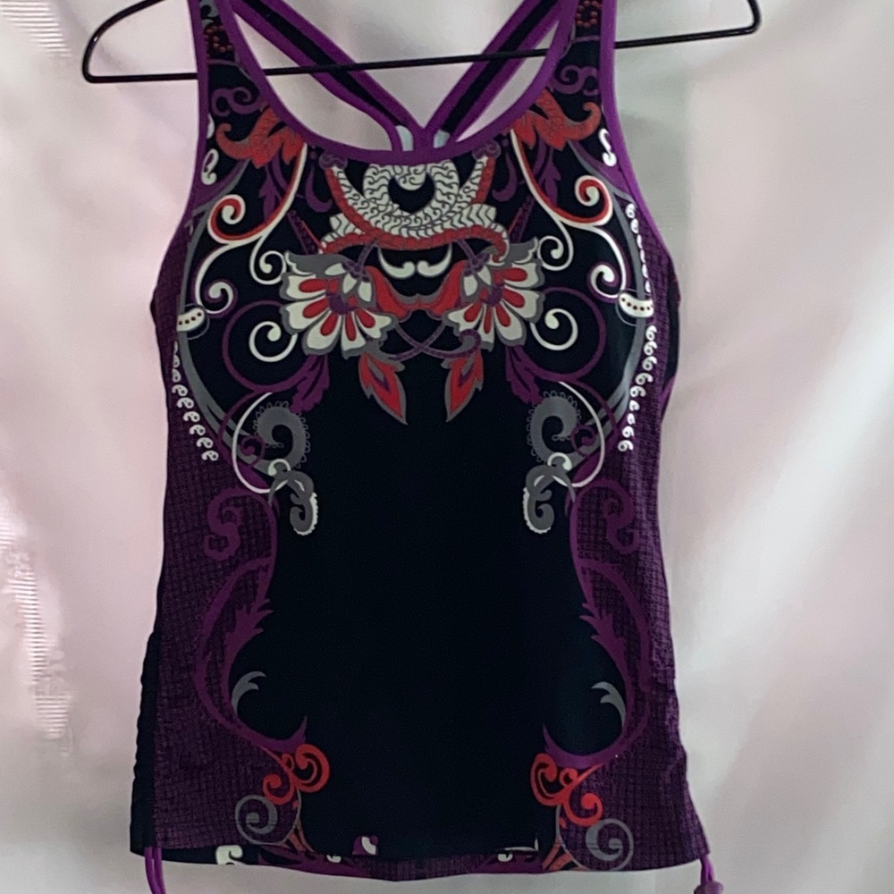 Athleta Truckee‎ TriReady to Run Racerback Tankini Top size Medium Purple black